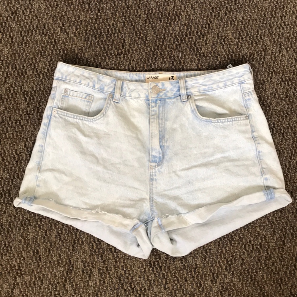 acid wash denim shorts